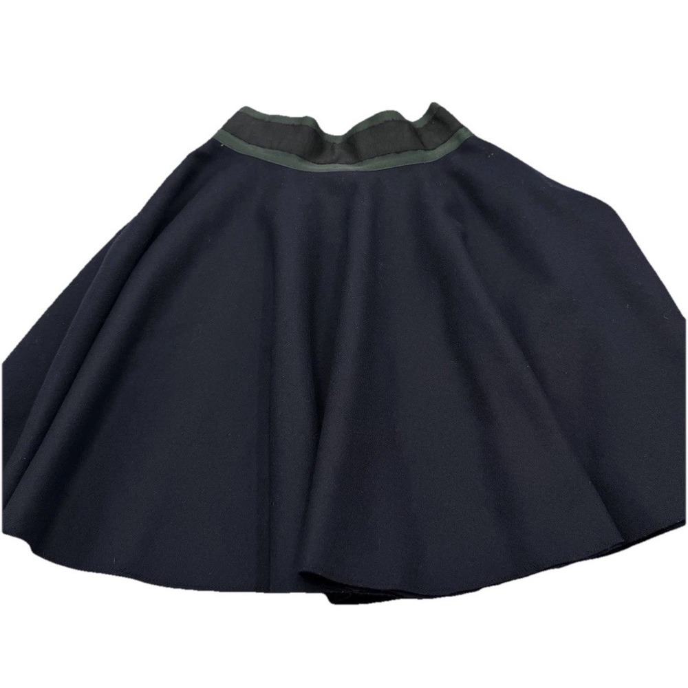 Hello by Jourden Navy Blue Skater Skirt Green Elastic Waist Flared Mini Size 2